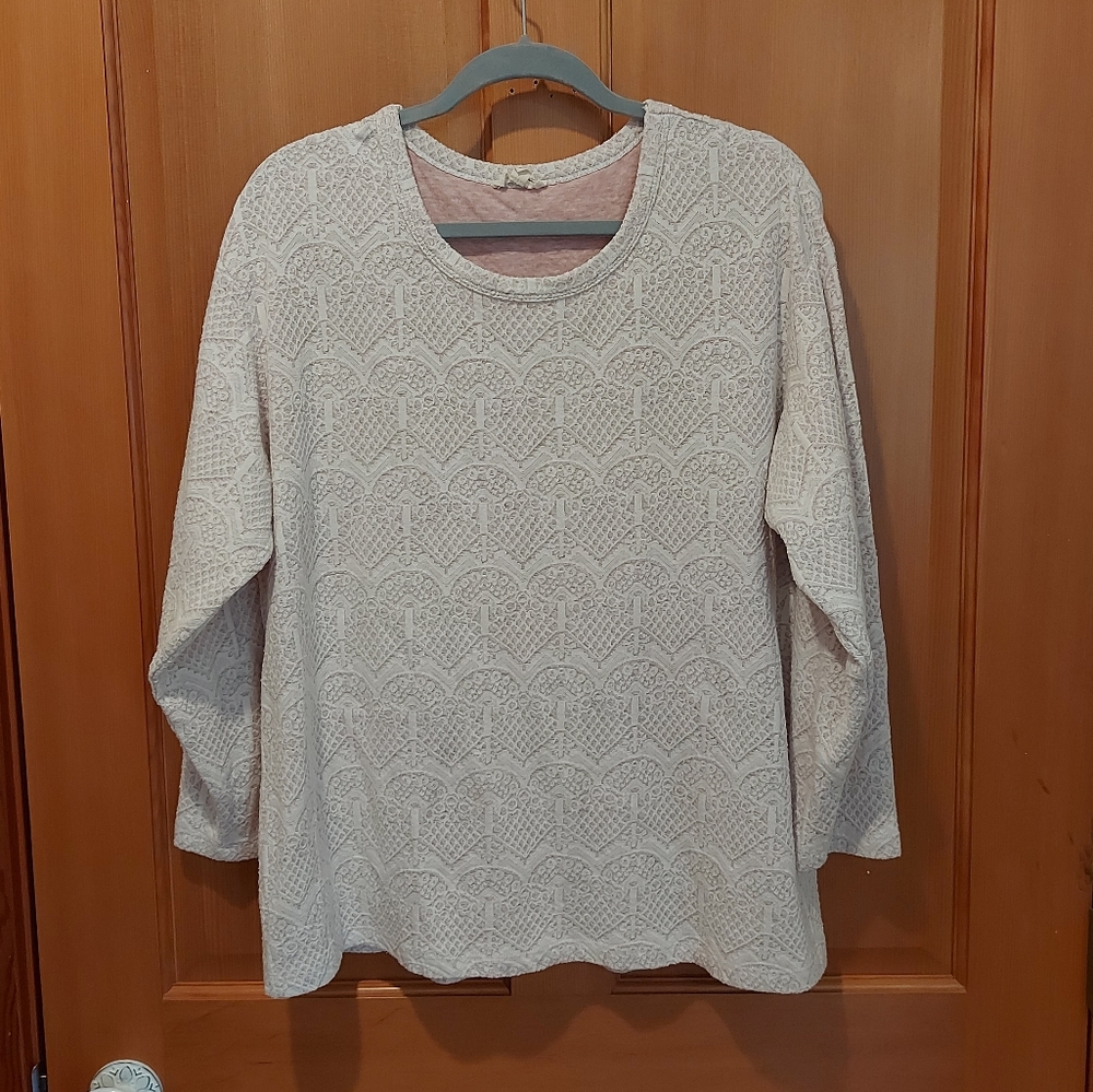 Cream lace overlay top blouse tunic 2X